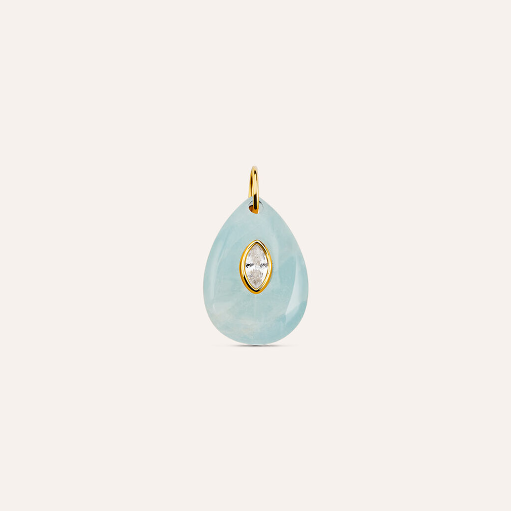Pendente Radiance Acciaio Dorato Giada Cubic Zirconia