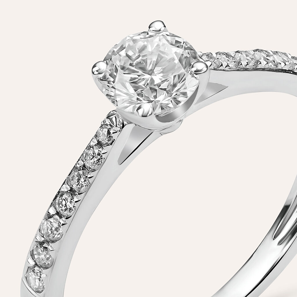 Anello Solitario Diamade Oro Bianco Diamante Lab-Grown