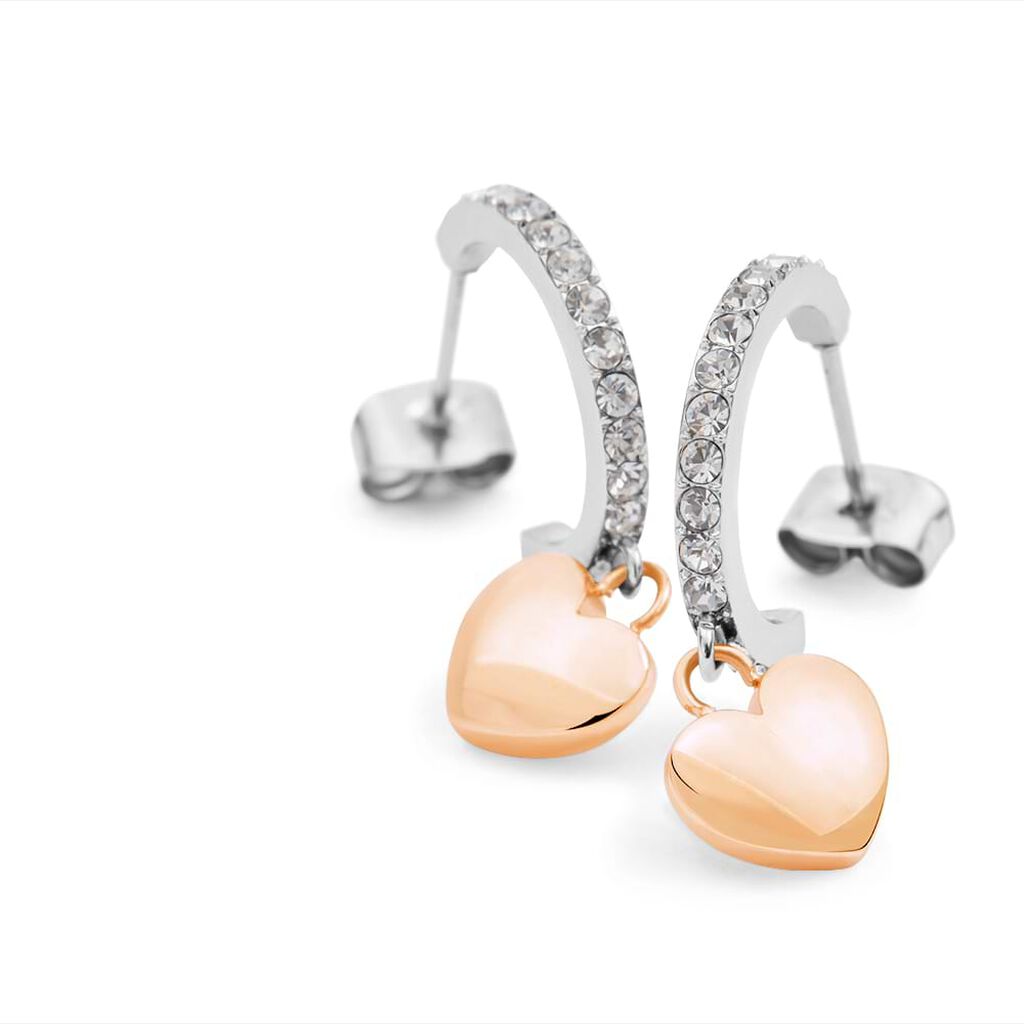 Orecchini A Cerchio Lady Chic Acciaio Bicolore Bianco / Rosa Cristallo - Orecchini a Cerchio Donna | Stroili