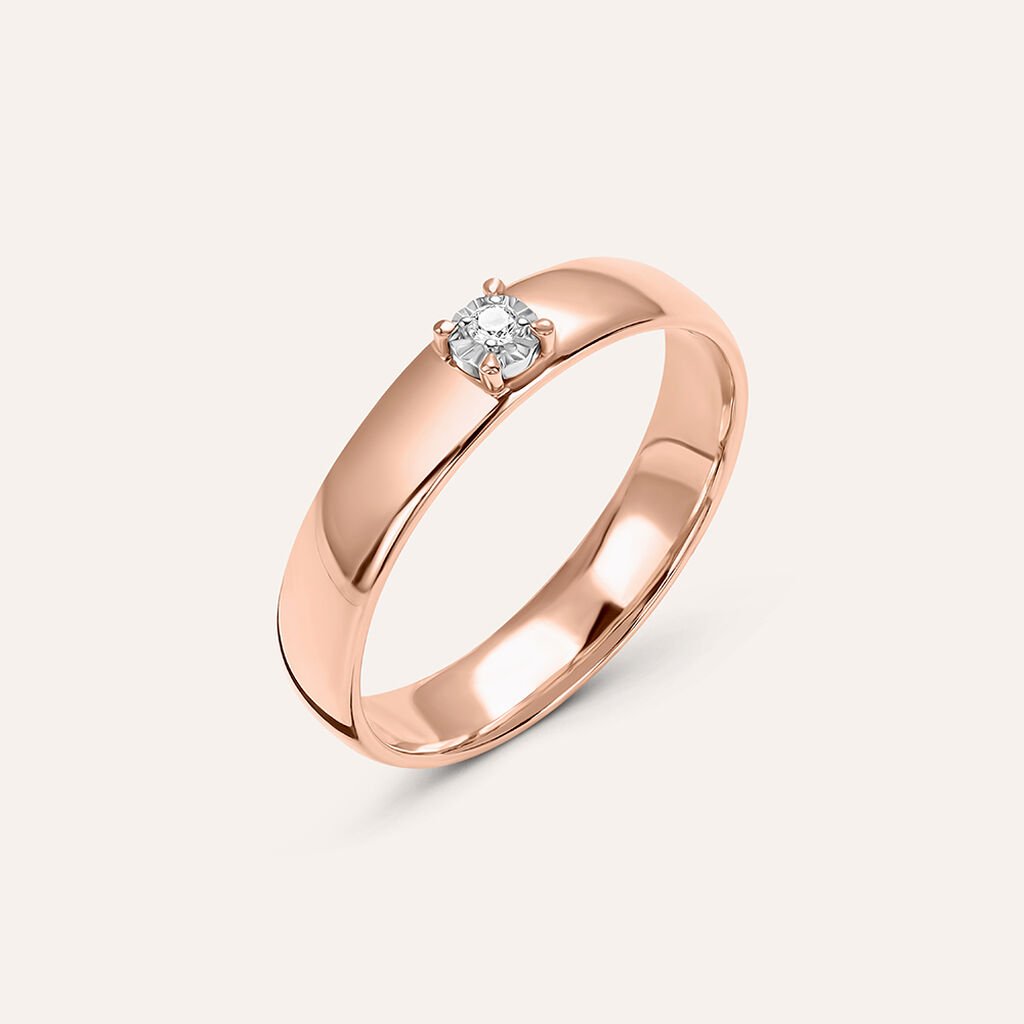 Fede Comoda 4 mm Oro Rosa Diamante