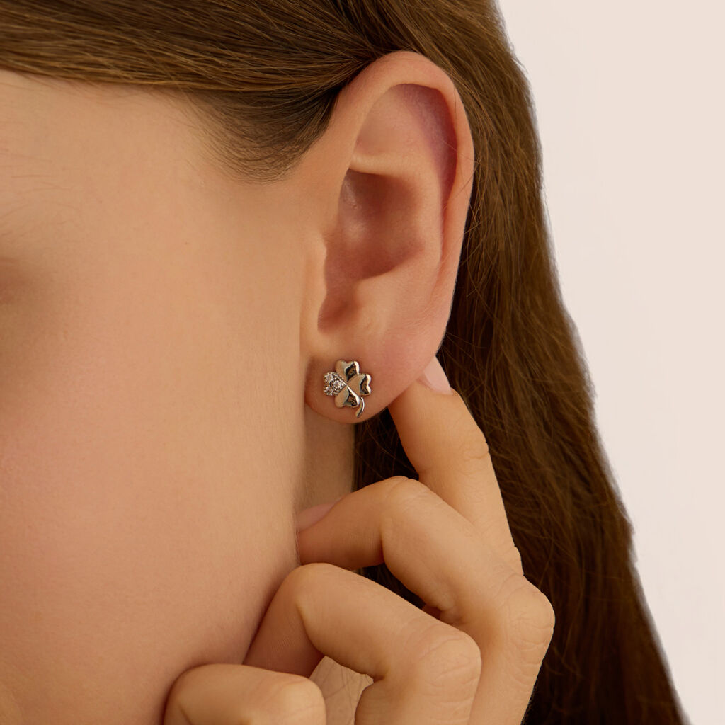 Orecchini Lobo Claire Oro Bianco Cubic Zirconia