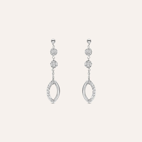 Orecchini Pendenti Christelle Oro Bianco Cristallo - Orecchini Pendenti Donna | Stroili