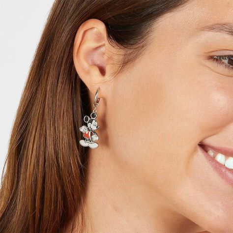 Orecchini pendenti in acciaio con Topolino e strass neri - Orecchini Pendenti Donna | Stroili