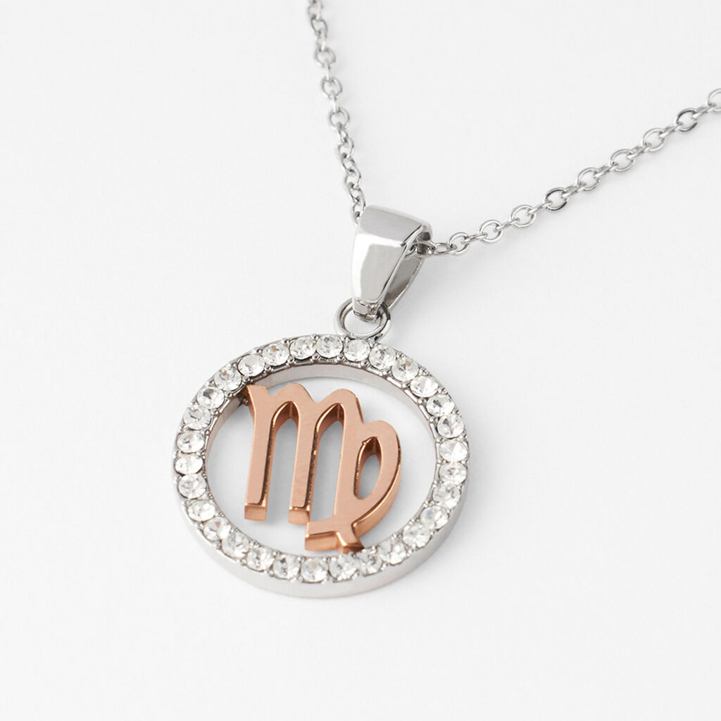 Collana Sunrise Acciaio Bicolore Bianco / Rosa Cubic Zirconia