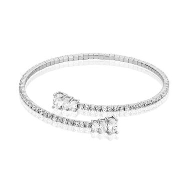 Bangle in metallo rodiato e strass