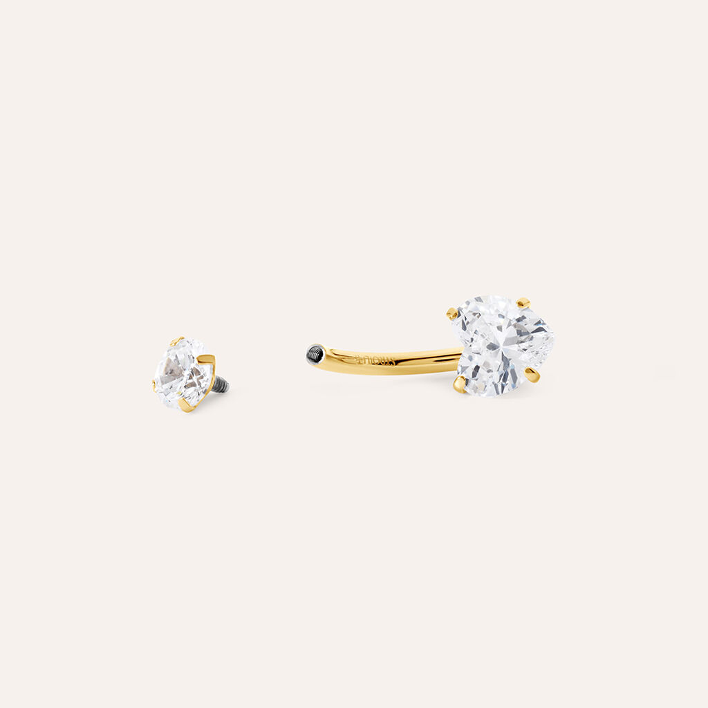 Piercing Ombelico Punto Luce Radiance Titanio ASTM F136 Giallo Cubic Zirconia