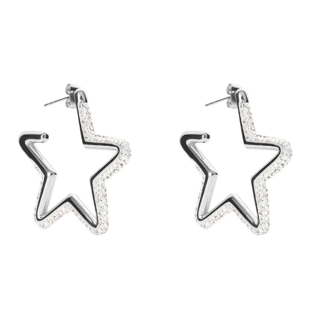 Orecchini A Cerchio Aura Acciaio Cristallo