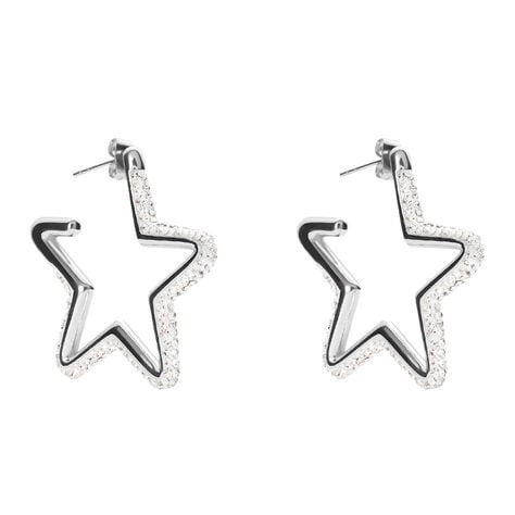 Orecchini A Cerchio Aura Acciaio Cristallo - Orecchini a Cerchio Donna | Stroili