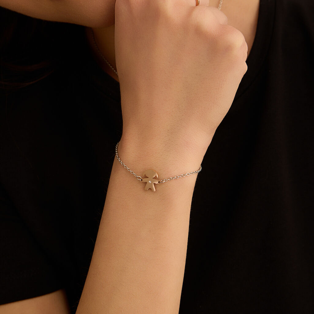 Bracciale Lady Chic Acciaio Bicolore Bianco / Rosa Cristallo - Bracciali Donna | Stroili