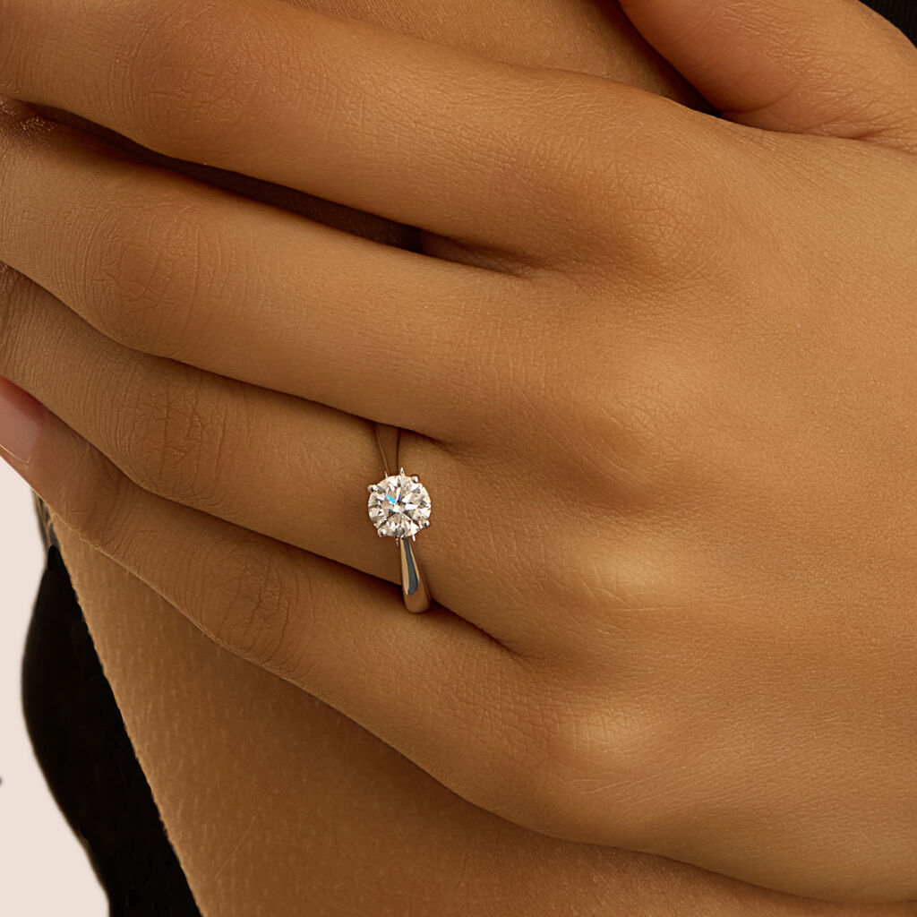 Anello Solitario Diamade Oro Bianco Diamante Lab-Grown