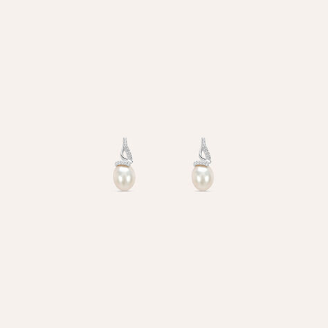 Orecchini Lobo Silver Pearls Argento Rodiato Perla sintentica Cubic Zirconia - Orecchini a Lobo Donna | Stroili