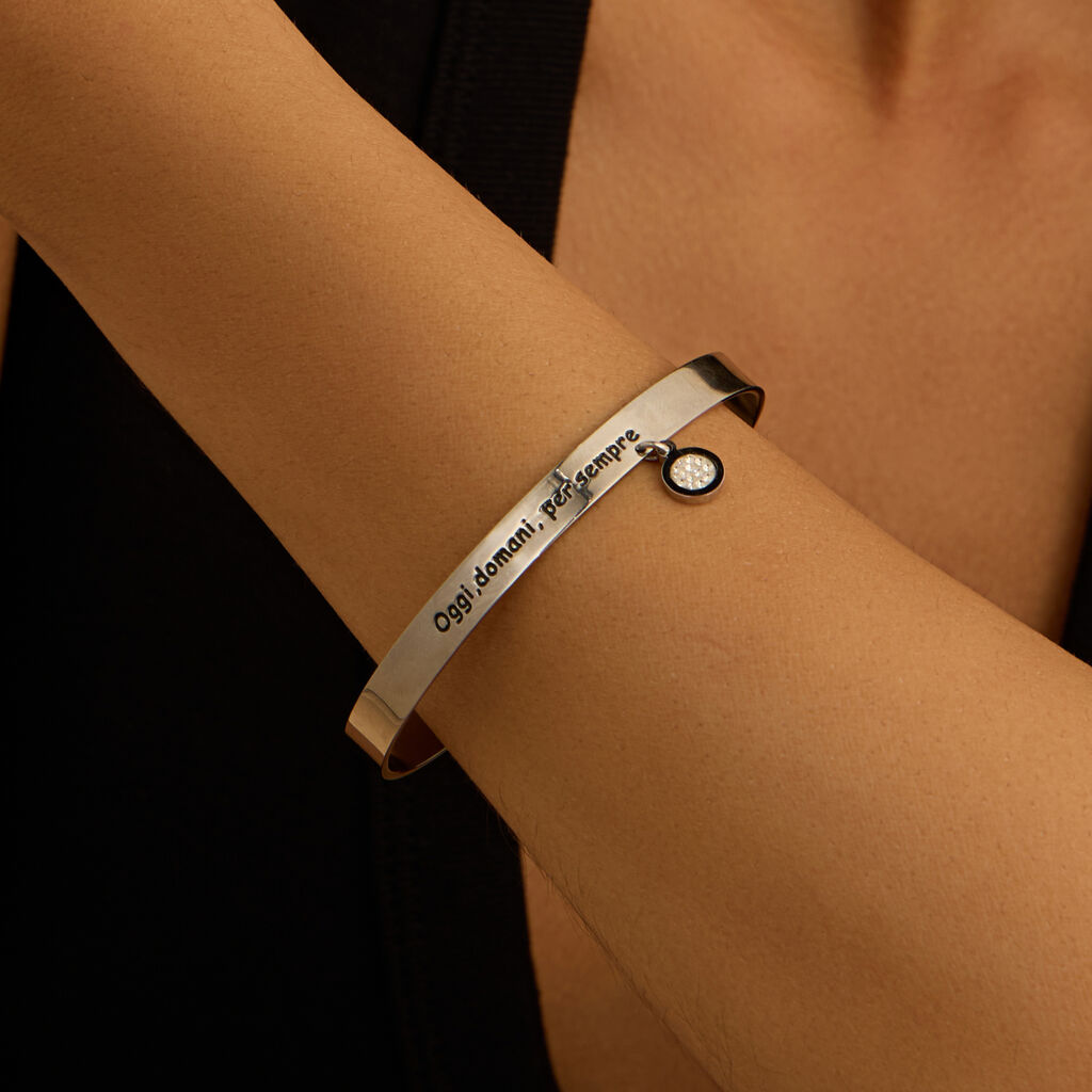 Bangle Lady Message Acciaio Cristallo - Bracciali Rigidi Donna | Stroili
