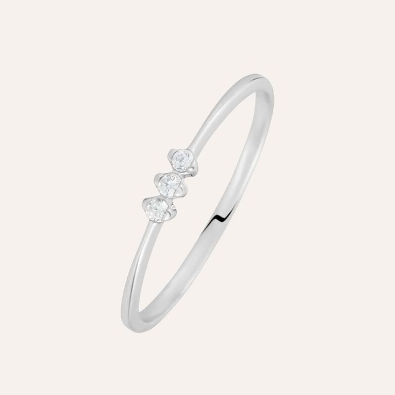 Anello Trilogy Claire Oro Bianco Cubic Zirconia - Anelli con Pietre Donna | Stroili