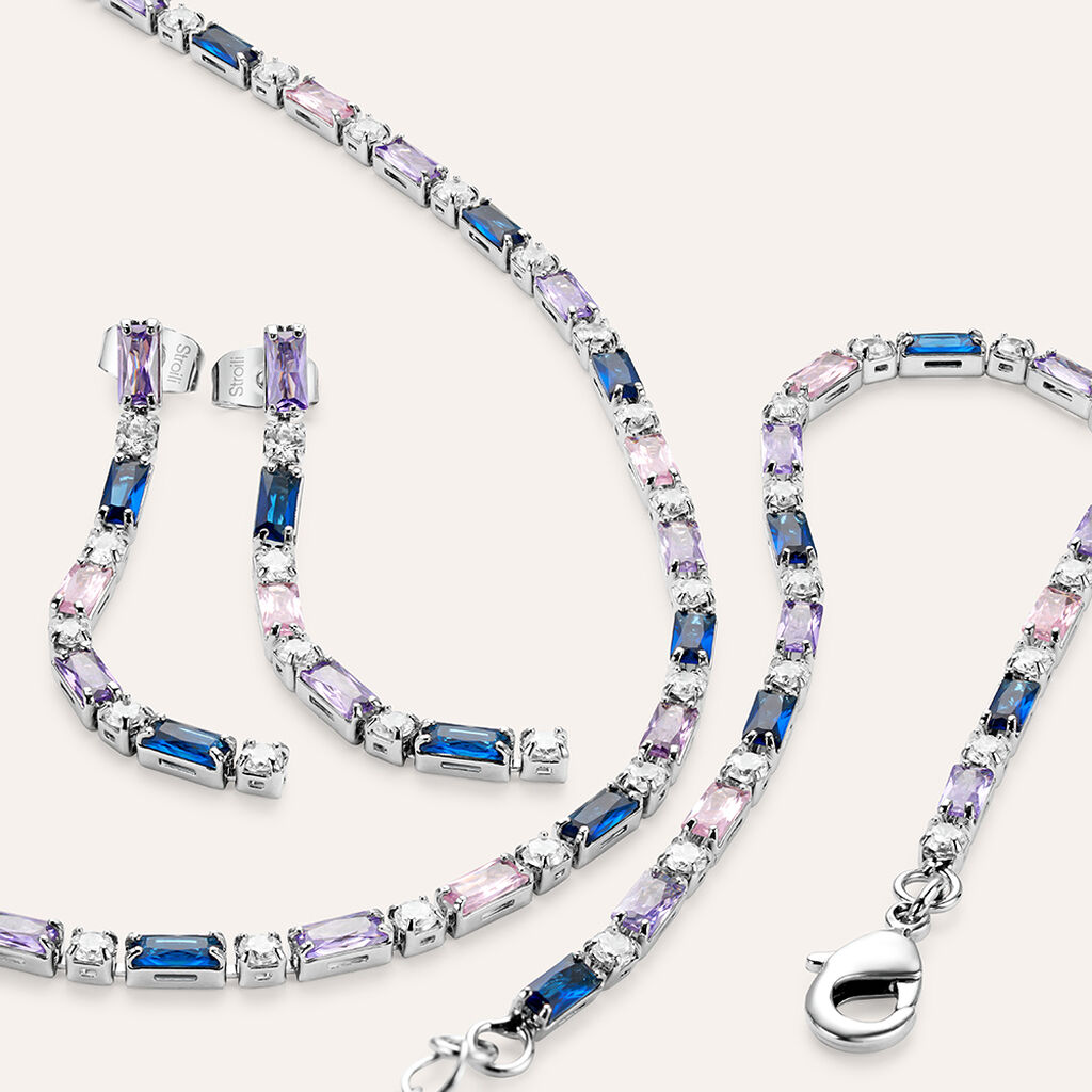 Bracciale Tennis Romantic Shine Ottone Bianco Cristallo