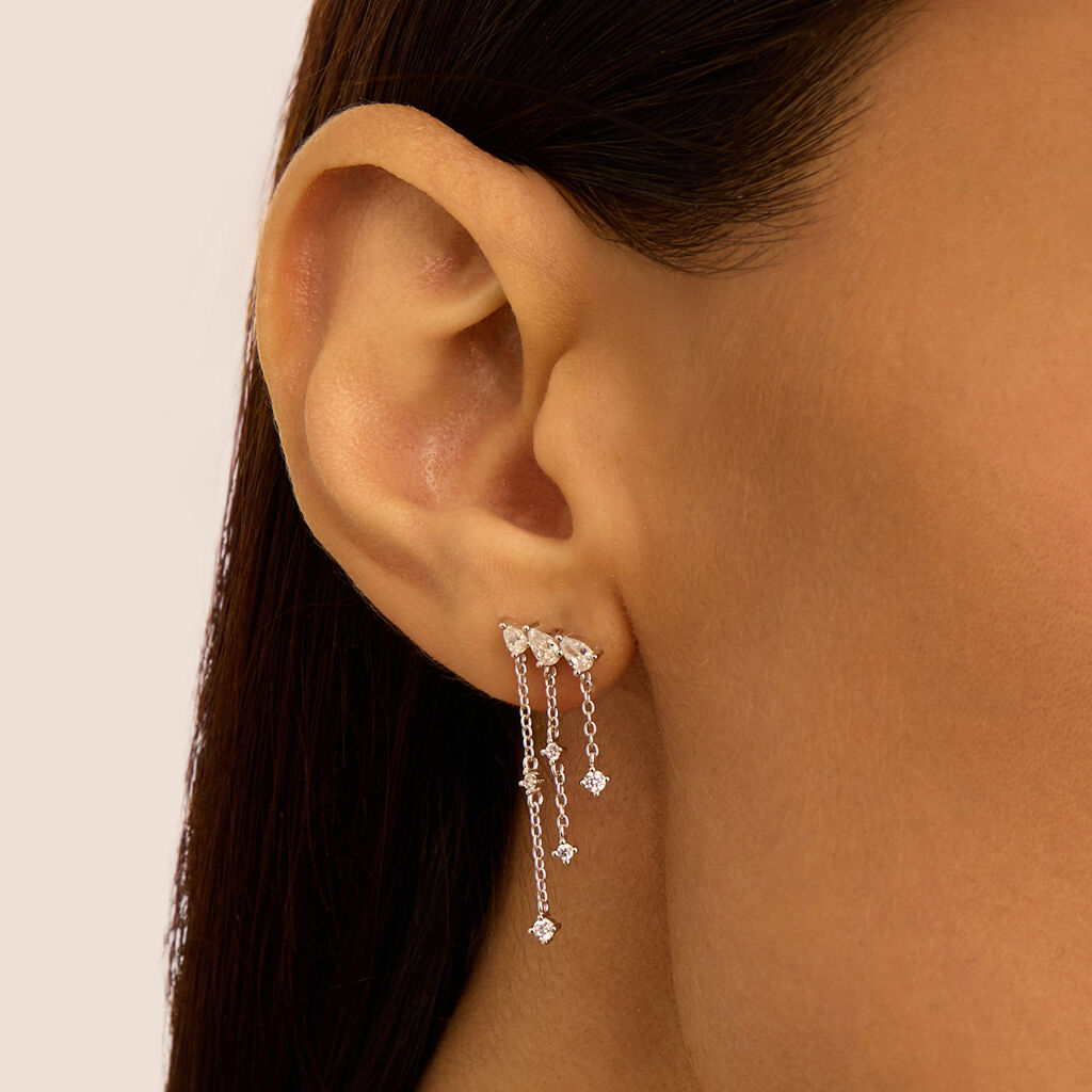 Orecchini Pendenti Silver Elegance Argento Rodiato Cubic Zirconia