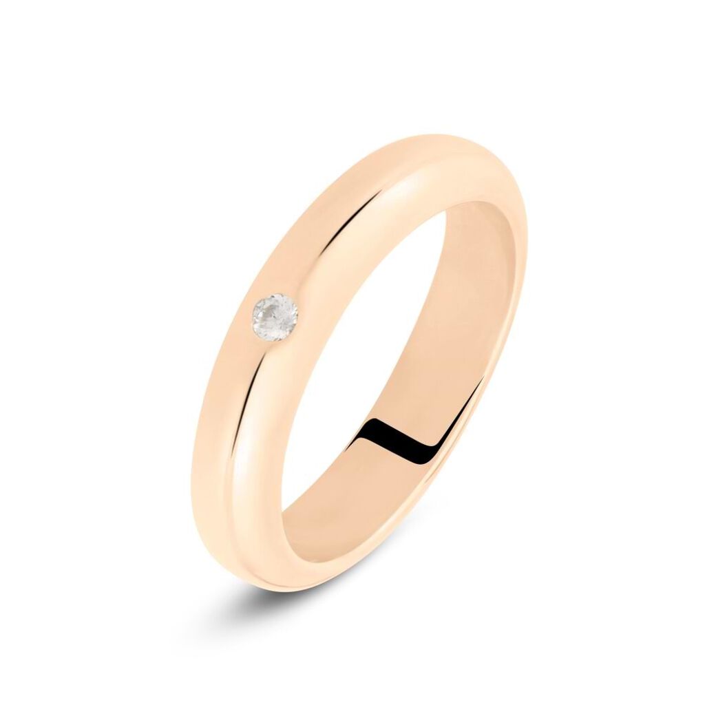 Fede Classica Leggera 4 mm Oro Rosa Diamante