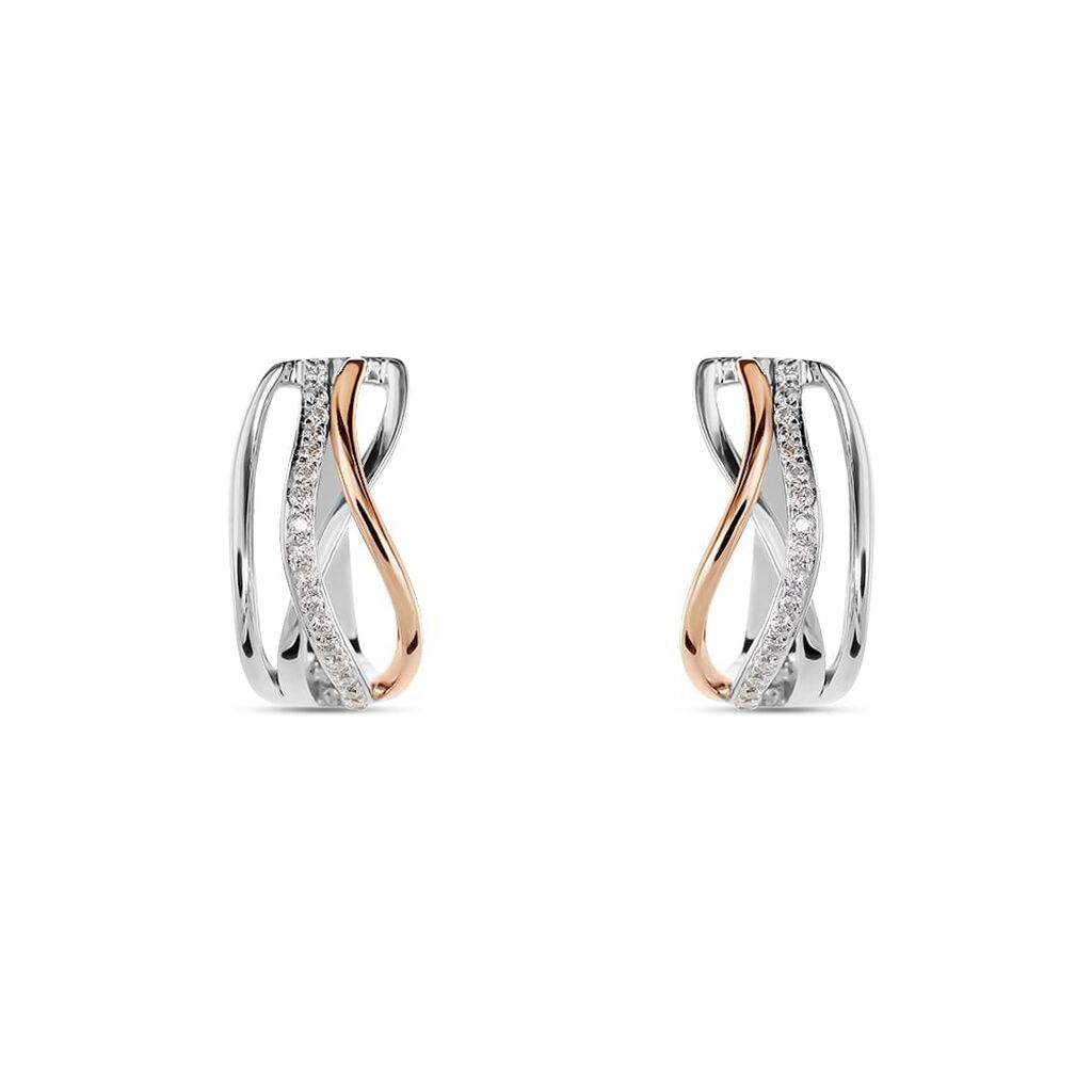 Orecchini Lobo Silver Shine Argento Bicolore Bianco / Rosa Cubic Zirconia - Orecchini a Lobo Donna | Stroili