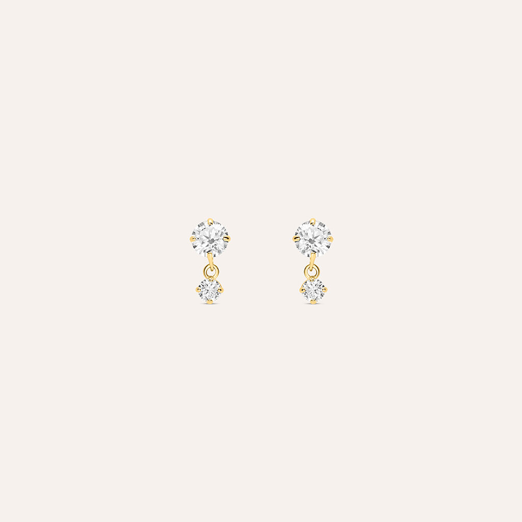 Orecchini Lobo Doppio Punto Luce Bon Ton Oro Giallo Cubic Zirconia - Orecchini a Lobo Donna | Stroili