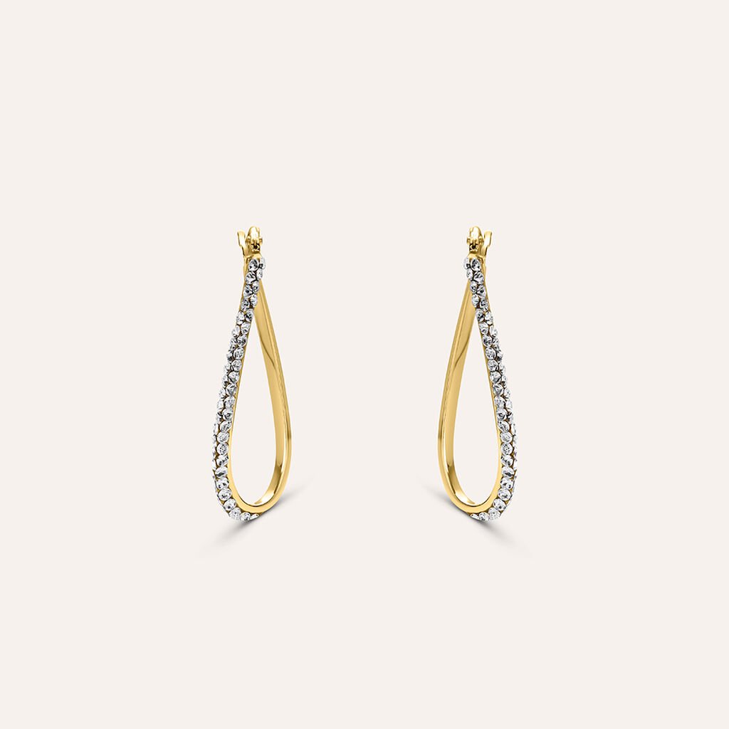Orecchini A Cerchio Toujours Oro Giallo Cristallo