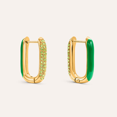 Orecchini A Cerchio Lady Sweet Acciaio Dorato Cristallo - Orecchini a Cerchio Donna | Stroili