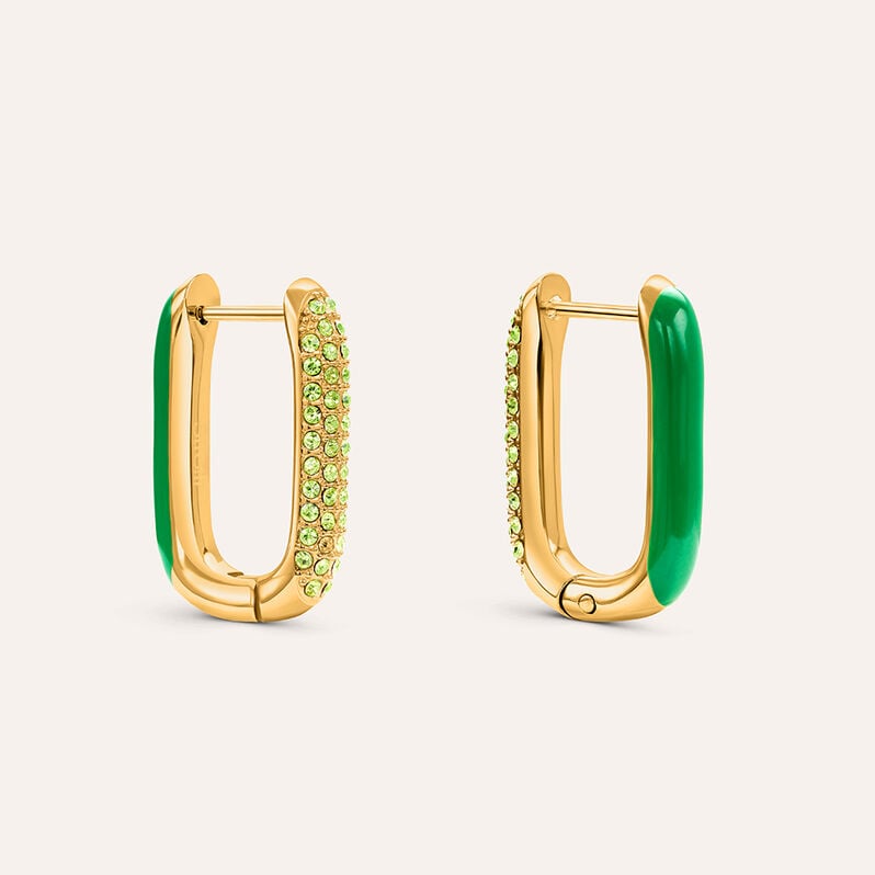 Orecchini A Cerchio Lady Sweet Acciaio Dorato Cristallo - Orecchini a Cerchio Donna | Stroili