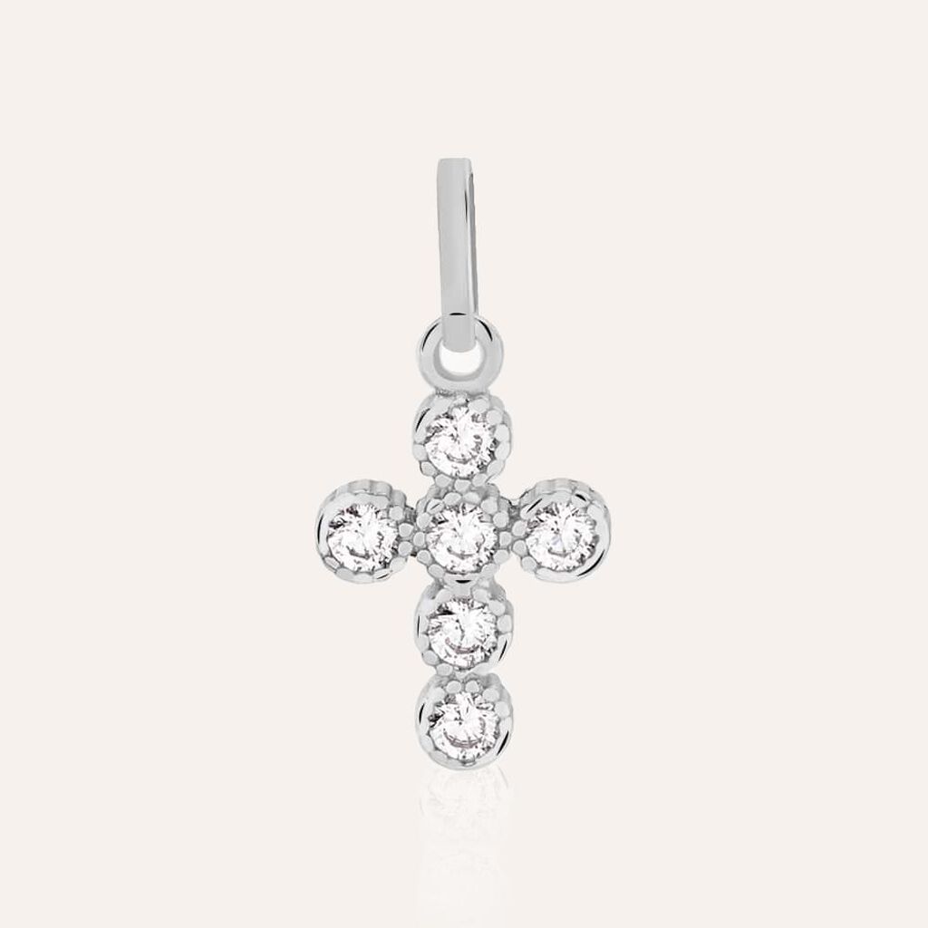 Ciondolo Croce in oro bianco e zirconiCiondolo Angelo in oro giallo