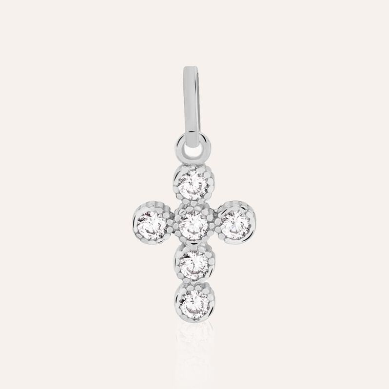 Ciondolo Croce in oro bianco e zirconiCiondolo Angelo in oro giallo - Ciondoli Donna | Stroili