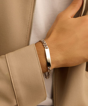 Bracciale Con Targhetta Gentleman Argento Rodiato