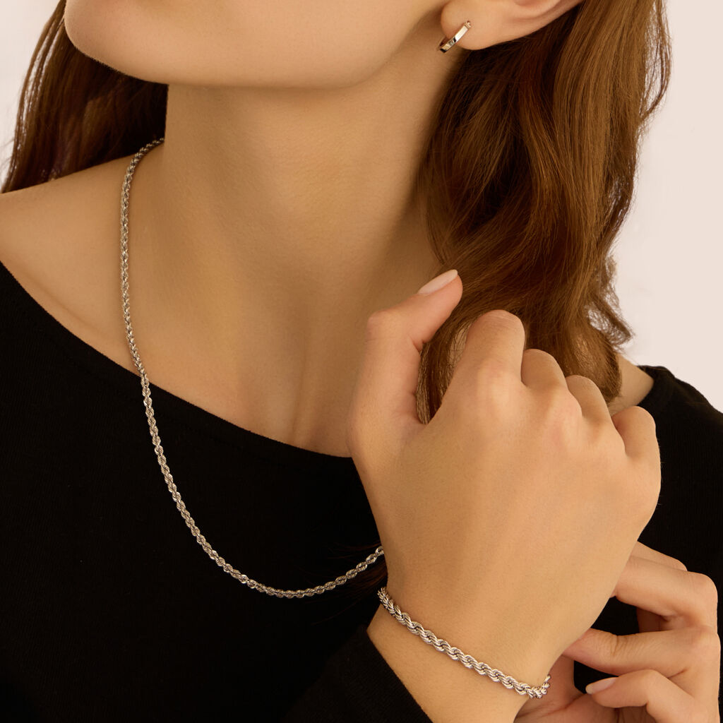 Mono Orecchino A Cerchio Toujours Oro Bianco - Mono Orecchino Unisex | Stroili