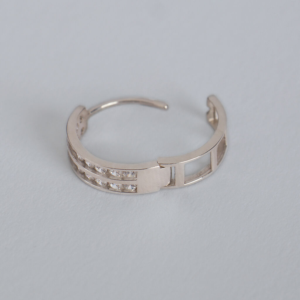 Orecchini A Cerchio Toujours Oro Bianco Cubic Zirconia