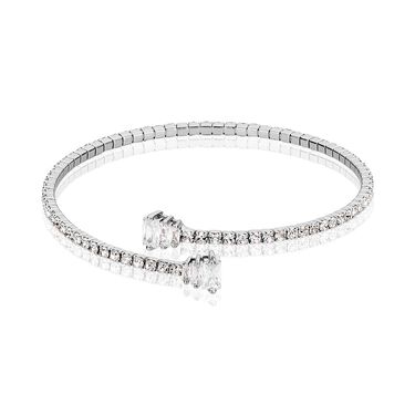 Bangle in metallo rodiato e strass
