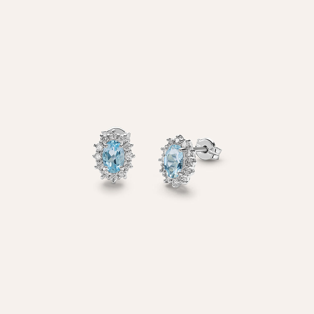 Orecchini Lobo Acquamarina Oro Bianco Acquamarina Diamante - Orecchini a Lobo Donna | Stroili