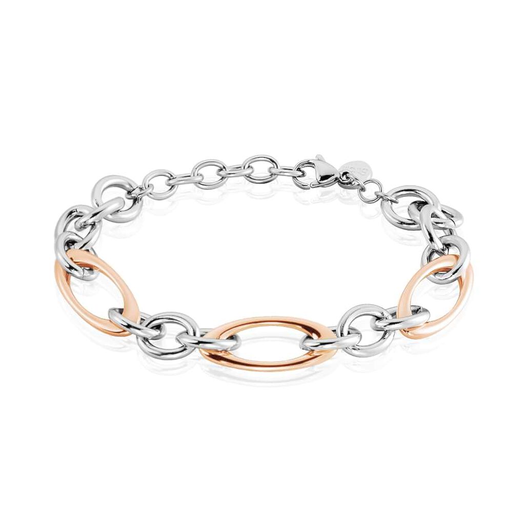Bracciale Catena Sunrise Acciaio Bicolore Bianco / Rosa