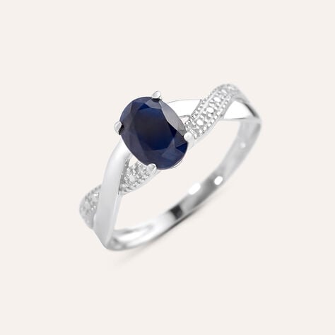 Anello Solitario Charlotte Oro Bianco Zaffiro - Anelli con Pietre Donna | Stroili
