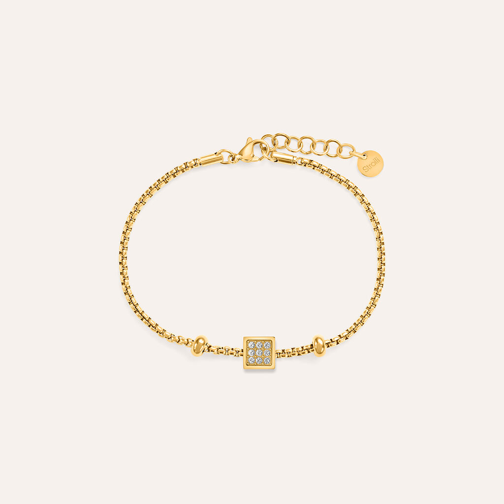 Bead Essential Code Acciaio Dorato Cristallo