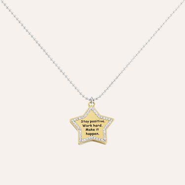 Collana Lady Message Acciaio Bicolore Positivity e Cristalli
