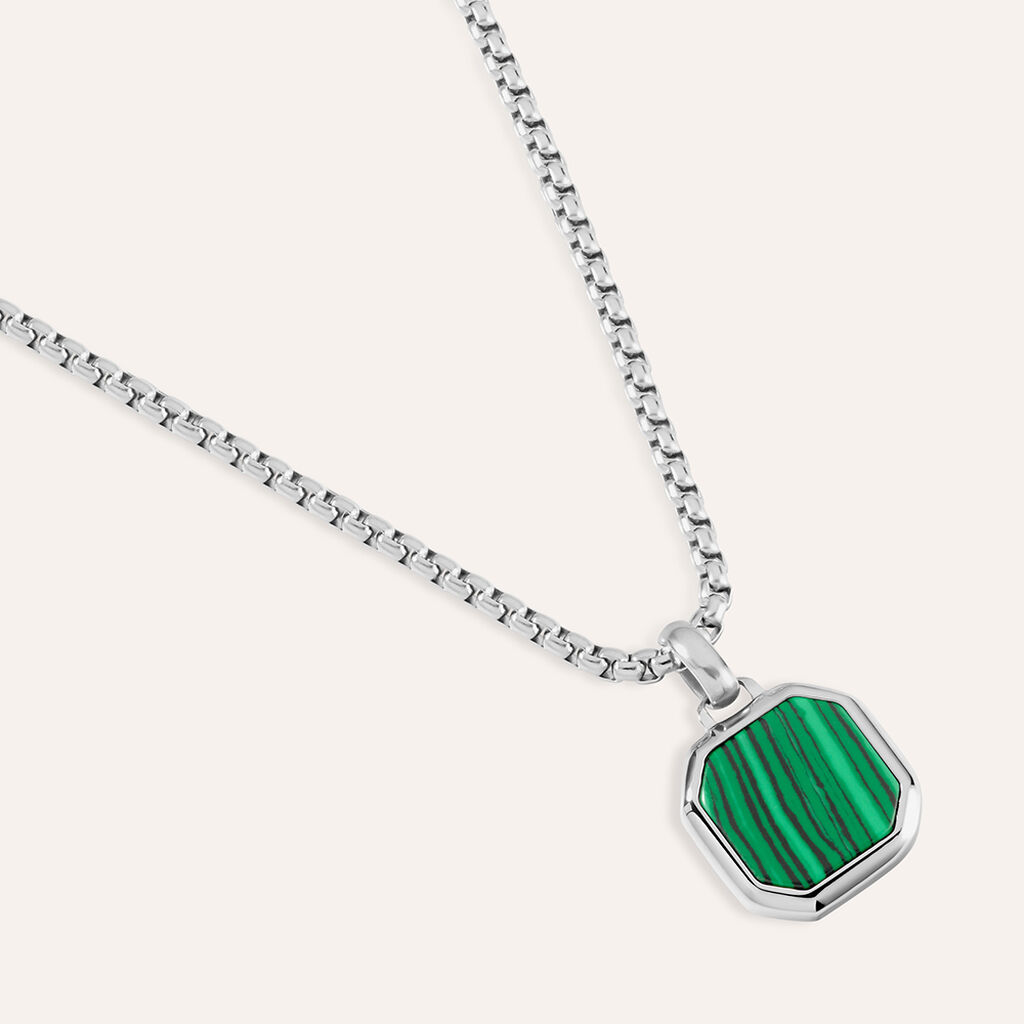 Collana Man Code Acciaio Malachite