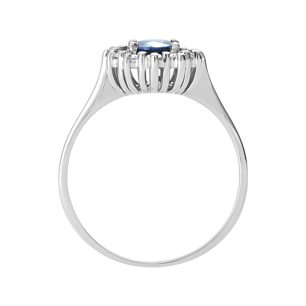 Anello Elizabeth Crown Oro Bianco Zaffiro Ovale E Diamanti - Anelli con Pietre Donna | Stroili