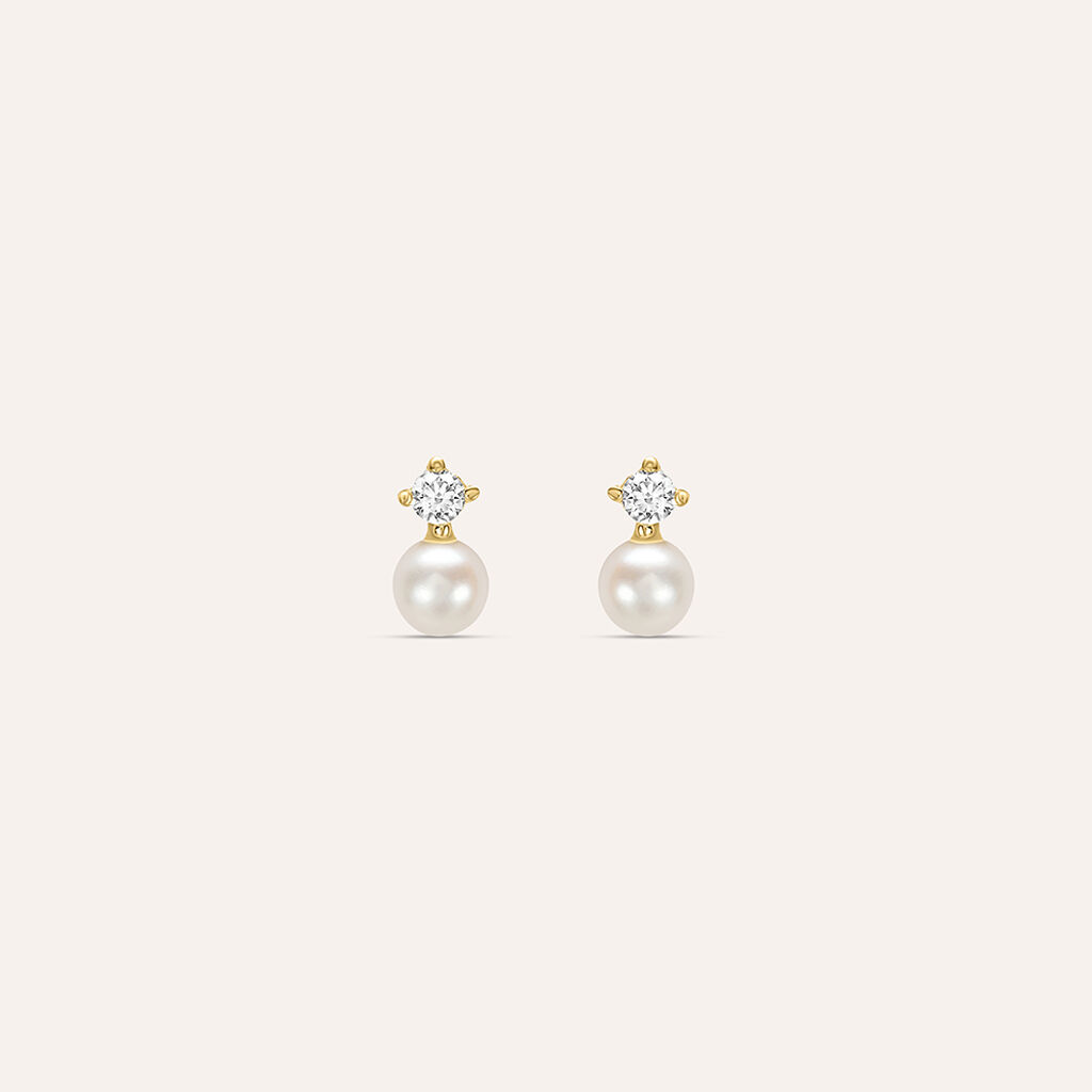 Orecchini Lobo Bon Ton Oro Giallo Perla D'Acqua Dolce Cubic Zirconia - Orecchini a Lobo Donna | Stroili
