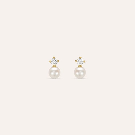 Orecchini Lobo Bon Ton Oro Giallo Perla D'Acqua Dolce Cubic Zirconia - Orecchini a Lobo Donna | Stroili