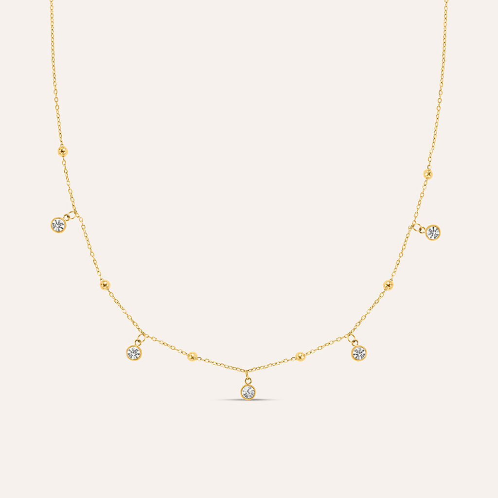 Collana Radiance Acciaio Dorato Cristallo