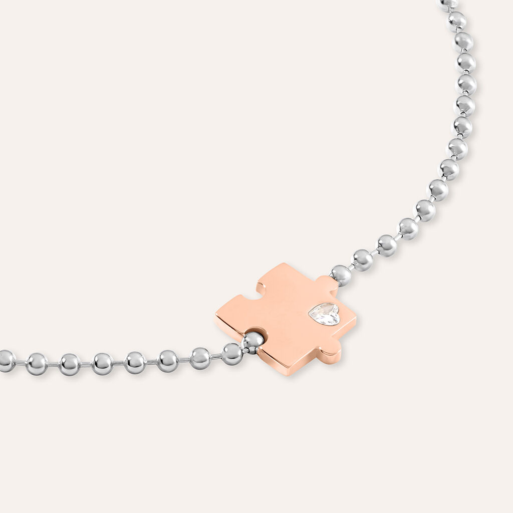 Bracciale Sunrise Acciaio Bicolore Bianco / Rosa Cristallo