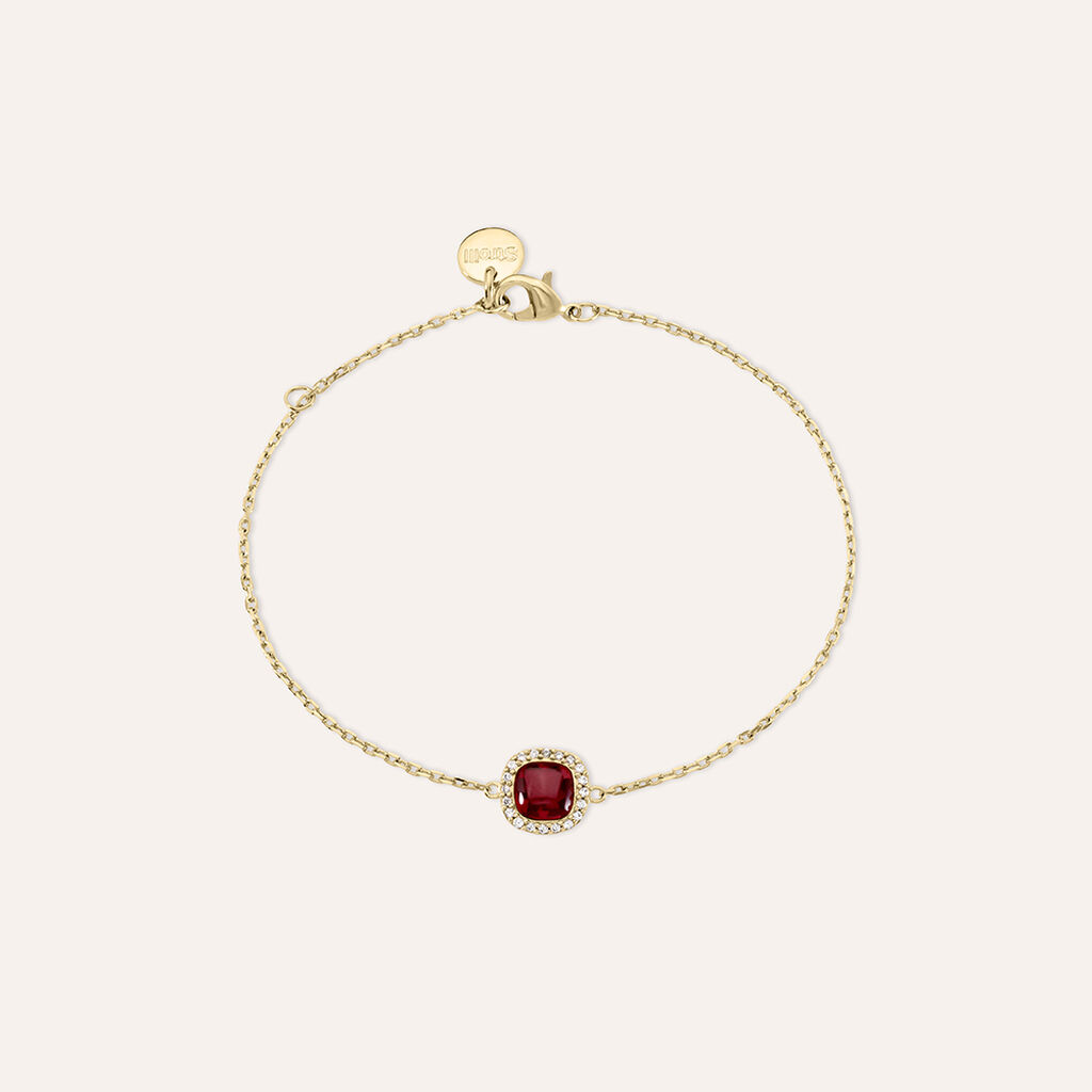 Bracciale placcato oro con pietra rossa e zirconiGirocollo placcato oro con pietra azzurra - Bracciali Amicizia Donna | Stroili