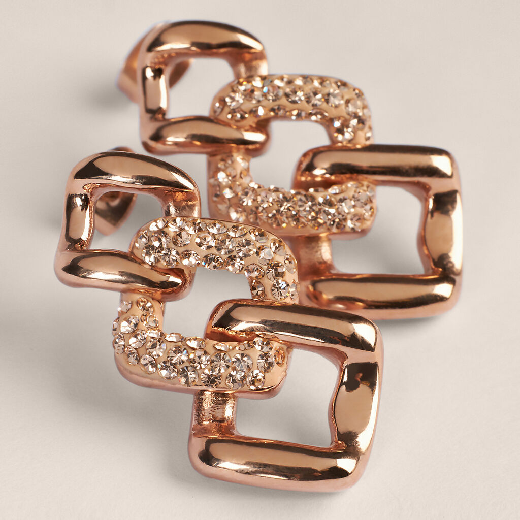 Orecchini Pendenti Aura Acciaio Rosa Cristallo