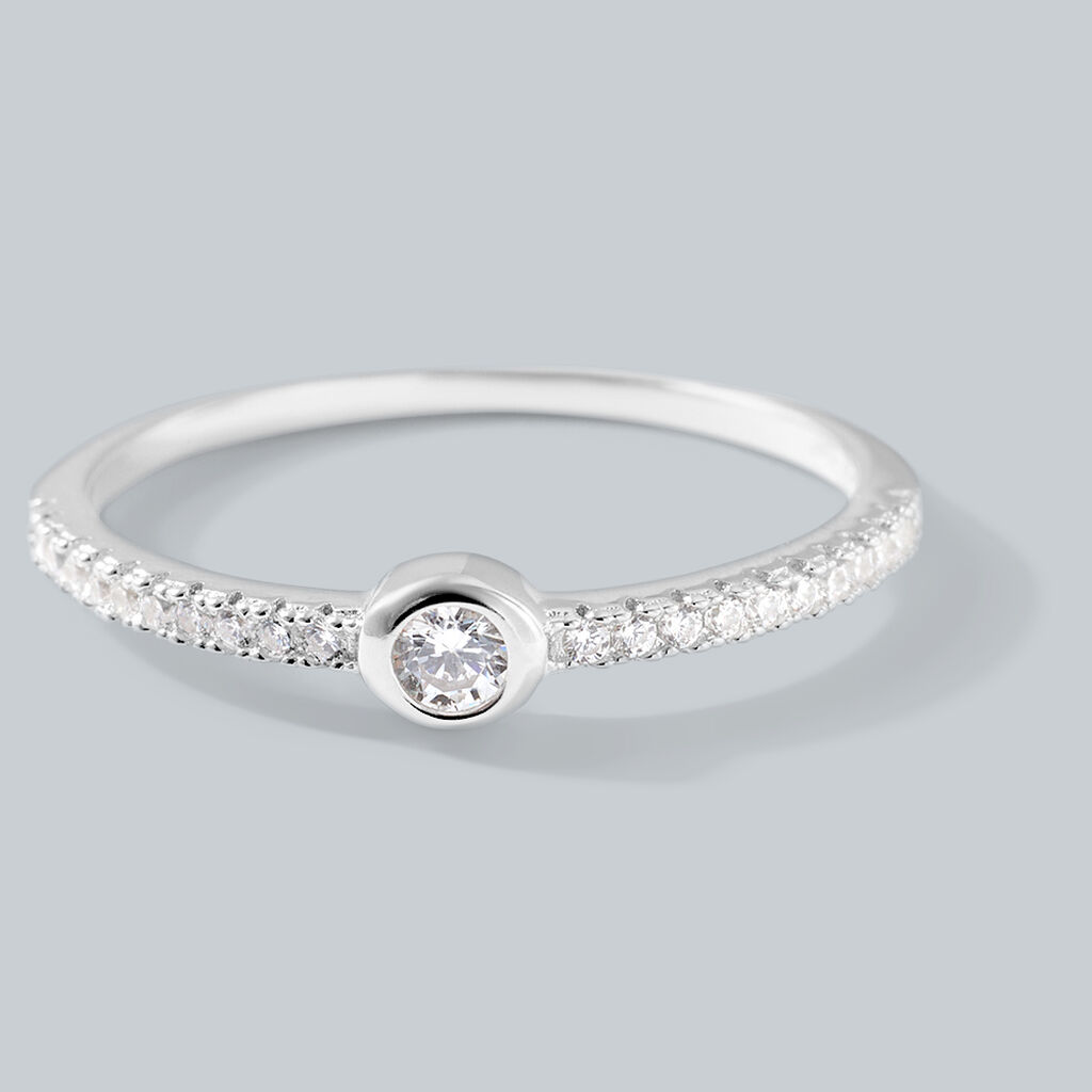 Anello Solitario Silver Elegance Argento Rodiato Cubic Zirconia - Anelli con Pietre Donna | Stroili