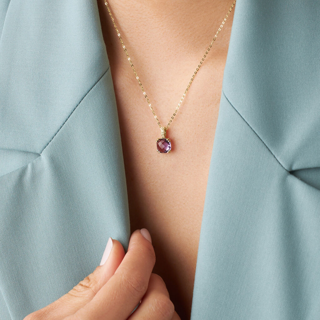 Collana Punto Luce Amélie Oro Giallo Ametista Cubic Zirconia