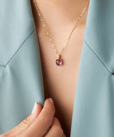 Collana Punto Luce Am&eacute;lie Oro Giallo Ametista Cubic Zirconia