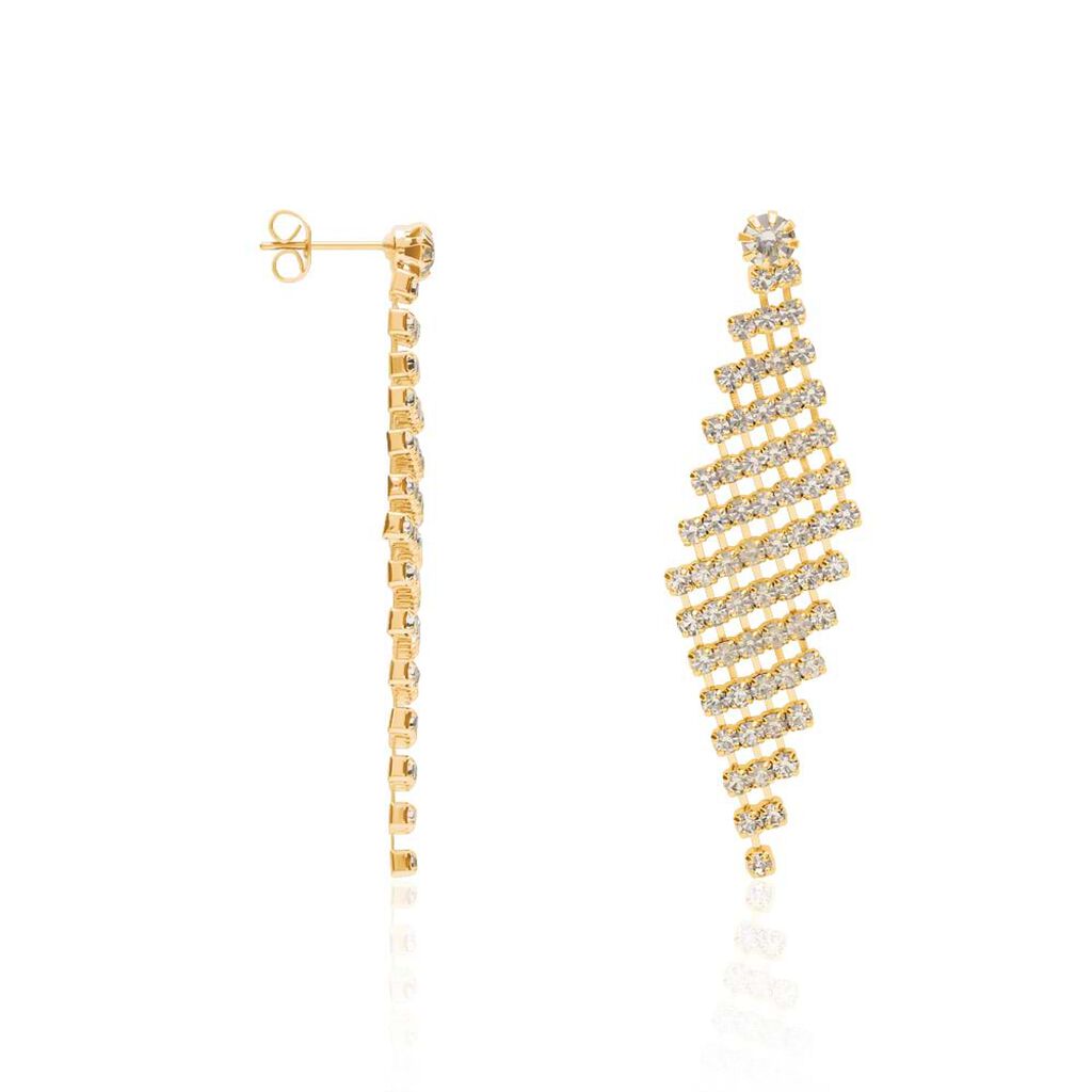 Orecchini Pendenti Romantic Shine Metallo Dorato Cristallo