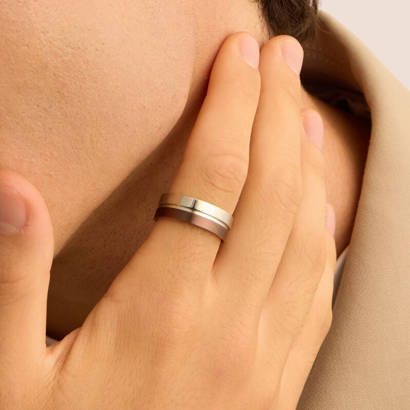 Anello Fascia Man Code Acciaio Bicolore - Anelli Moderni Uomo | Stroili