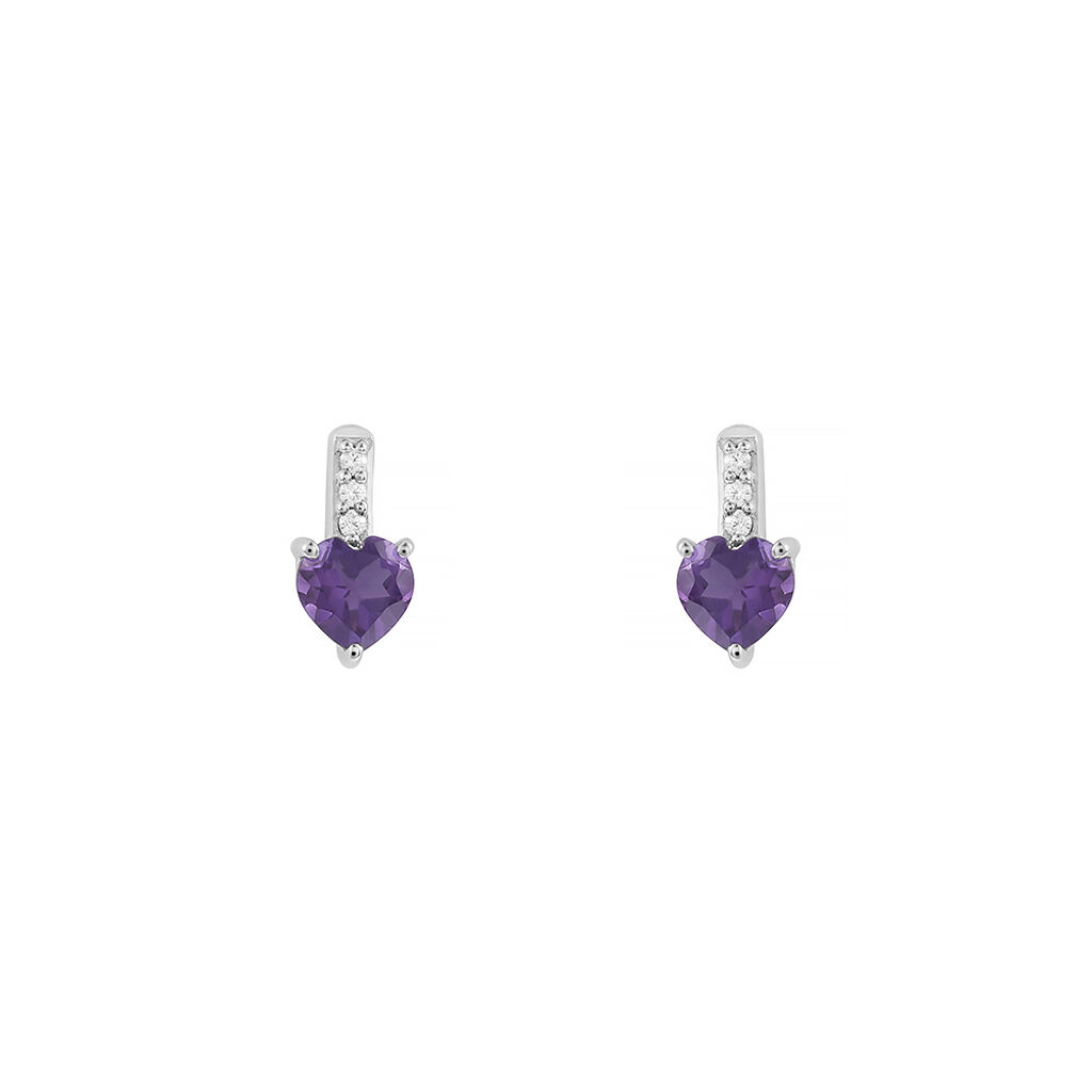 Orecchini Lobo Punto Luce Amélie Oro Bianco Ametista Cubic Zirconia - Orecchini a Lobo Donna | Stroili
